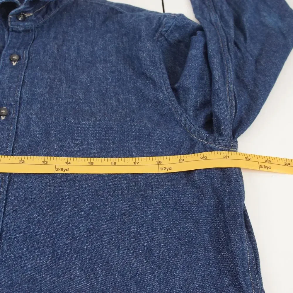 Banana Republic Keegan Cotton Hemp Blue Denim Button Down Standard Fit Shirt M